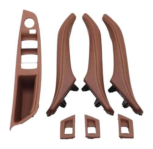 PRGPMSUNAD Innentürgriffe Für 5 Series F10 F11 520 523 525 528 2010-2017 Innenfensterheberschalter Armlehnenabdeckung Türledergriff(Braun) von PRGPMSUNAD