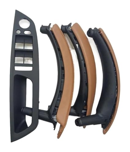 PRGPMSUNAD Innentürgriffe Für B&MW X5 X6 E70 E71 2007-2014 7-teiliges Set LHD RHD Fensterschalter Panel Zuggriff Mit Lederbezug(Sattle Brown,LHD) von PRGPMSUNAD