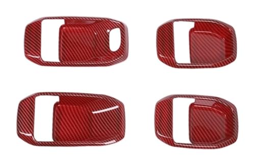 PRGPMSUNAD Innentürgriffe Für J&eep Für Wrangler JL 2018-2022 Auto Innen Tür Griff Schüssel Dekoration Abdeckung Aufkleber(Red Carbon,4PC) von PRGPMSUNAD
