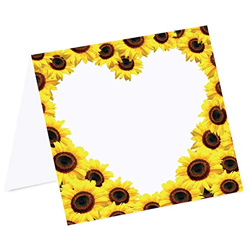 PRICARO Tischkarten "Sonnenblumen Herz", quadratisch, 40 Stück von PRICARO