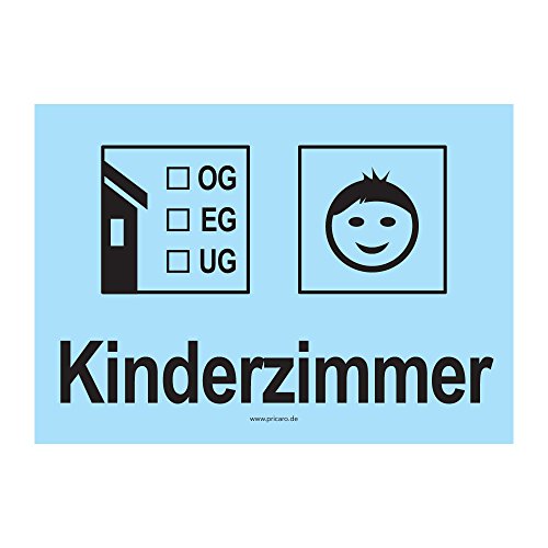 PRICARO Umzugsaufkleber "Kinderzimmer 1" hellblau, A6, 15 Stück von PRICARO