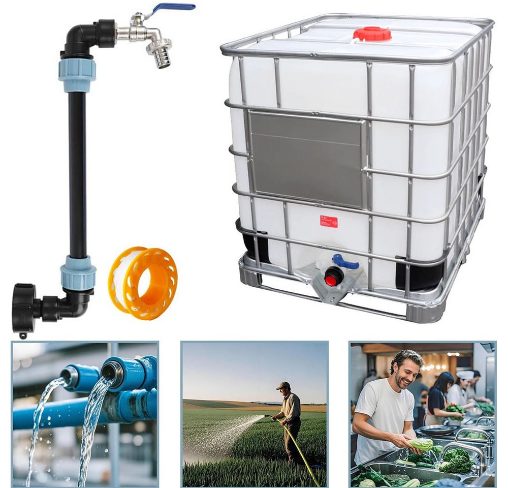 PRIISF Absperrventil IBC Adapter Mit Schwanenhals Messing Wasserhahn Absperrhahn 3/4 Zoll, (Grobgewinde S60x6 Messing + PE Profiqualität, IBC Tank Zubehör 1000L Regenwassertank Schlauchverschraubung), IBC Wasserhahn Verbinder Zubehör für Regentonne, Tank, Öltank PRIISF Absperrventil IBC Adapter Mit Schwanenhals Messing Wasserhahn Absperrhahn 3/4 Zoll, (Grobgewinde S60x6 Messing + PE Profiqualität, IBC Tank Zubehör 1000L Regenwassertank Schlauchverschraubung), IBC Wasserhahn Verbinder Zubehör für Regentonne, Tank, Öltank von PRIISF