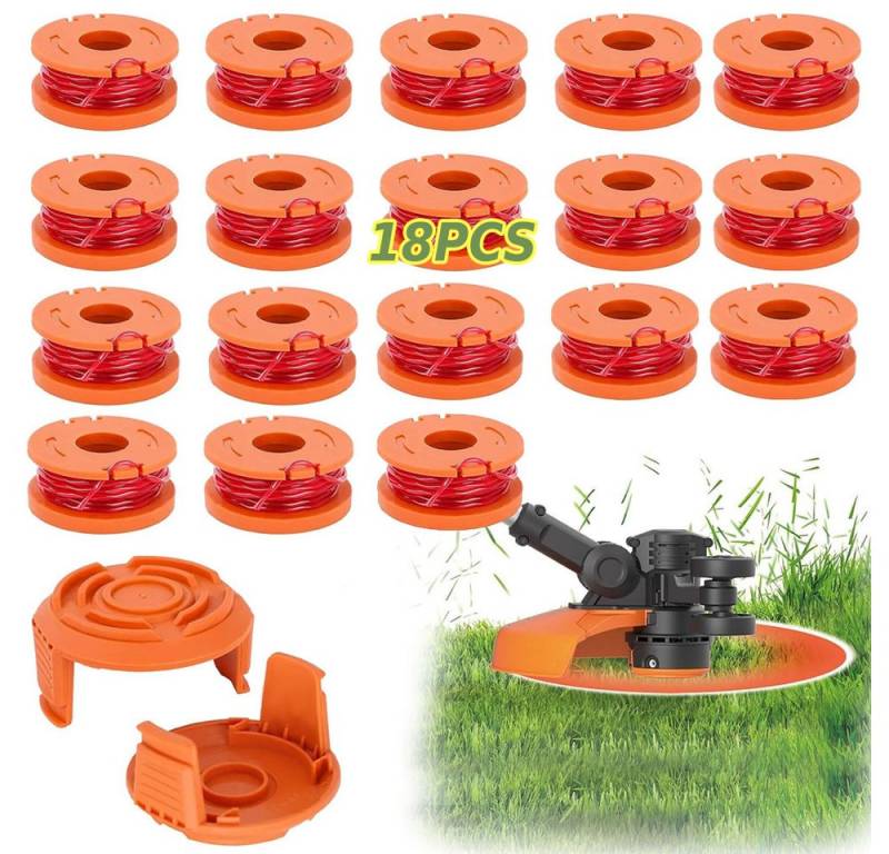 PRIISF Akku-Rasentrimmer 1.65mm 3.05m Rasentrimmer-Ersatzspule Spule Universal für Worx Trimmer, 20tlg Trimmer Spulenmodell WA0010 Ersatz Spulendeckel Fadenspule Teile von PRIISF