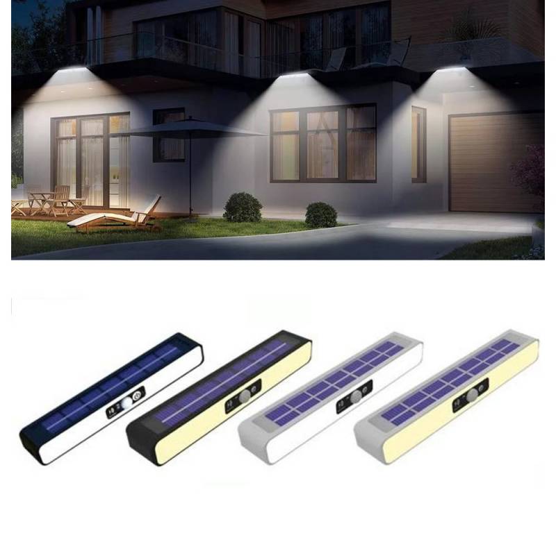 PRIISF Außen-Deckenleuchte Outdoor Flutlicht Solarleuchte Wandlampe Bewegungsmelder Gartenleuchte, Schwarze-Schale-Weiß-Licht, Terrassenleuchten Hauswand Fluter Außen Strahler, Gartenlampe Außen Solar LED Solarlampen Garten Balkon, 120° Superhelle 3 Modi IP65 Wandleuchte für Wand Post Pathway Garage von PRIISF