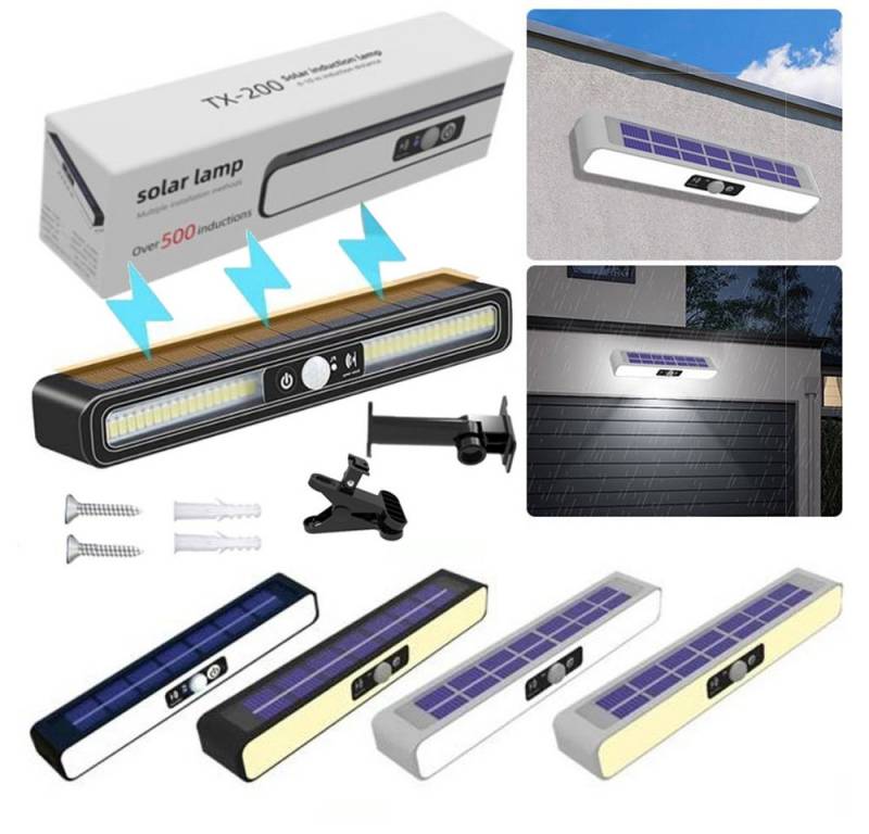 PRIISF Außen-Wandleuchte Solarlampen LED Gartenstrahler mit Bewegungsmelder Outdoor Wandleuchte, Schwarze-Schale-Weiß-Licht, Außenlampe Aussenleuchte mit 120° Schwenkbar LED Strahler, Außen-Deckenleuchte Solarleuchte Wasserdicht IP65, für Hauswand, Garten Terrasse, Hof, Stufen, Deck, Haustüren, Garage von PRIISF
