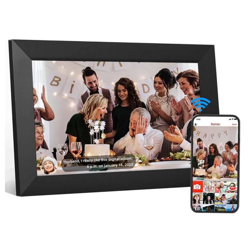 PRIISF Bilderrahmen WLAN Digitaler Elektronischer FotoRahmen 10,1″ Bildschirm Plakatrahmen, für 40000 Bilder (1280x800 HD IPS Touchscreen, Automatische Rotation, 32GB Speicher), Teilen Sie Fotos Videos sofort von überall, WiFi-Fotoübertragung Posterrahme Touch Bildschirm Video Display Player von PRIISF