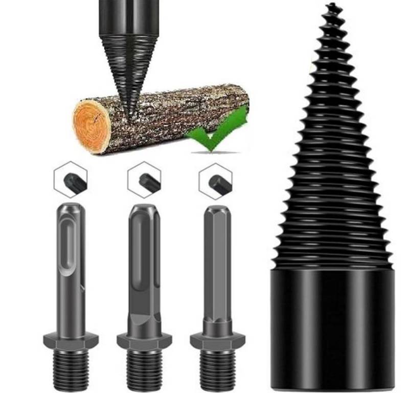 PRIISF Bohrersatz Holzspalter Bohrer Set Kegelspalter Schraube Kegel Holz Spaltholzkegel, (42mm 32mm, Kegelspalter mit 3 Bohrgriffe Präzises & schnelles Spalter, Brennholzbohrer Holzspalterbohre für Bohrmaschine), HOLZSPALTER KEGELSPALTER BOHRER DRILL KEGEL SPALTBOHRER von PRIISF