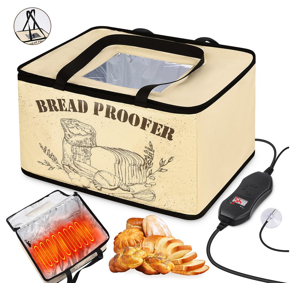 PRIISF Brotbackform Faltbare Teiggärbox Temperatureinstellung Gärbox mit Deckel Gärschrank, (Faltbare Brot Gärschrank Einstellbare Temperatur und Timer), Multifunktions Brotgärbox für Zuhause, Brot, PizzaJoghurt, Reiswein von PRIISF