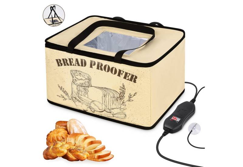 PRIISF Brotkorb Brotgärbox Pizza Gärbox mit Fenster Deckel Timer Teigschutz für Brot, 420D-Oxford-Gewebe,Perlmuttwatte,Aluminiumfolie, (1-12 Stunden Timing Sauerteigbrot-Herstellungswerkzeuge, wiederverwendbare), Teigschutz für Brot, Joghurt, Reiswein von PRIISF