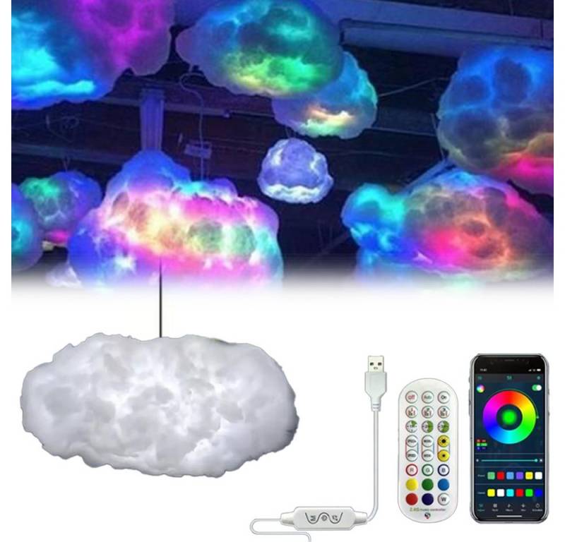 PRIISF Deckenleuchte Kinderzimmer Lampe Babyzimmer LED Deckenlampe Wolkenlampe RGB Dimmbar, Deckenlicht, Bluetooth Lautsprecher Fernbedienung APP-Steuerung, Schlafzimmer LED Hängeleuchte Mädchen Jugendzimmer, Pendelleuchte Kinderzimmerlampen Licht Decken Beleuchtung von PRIISF