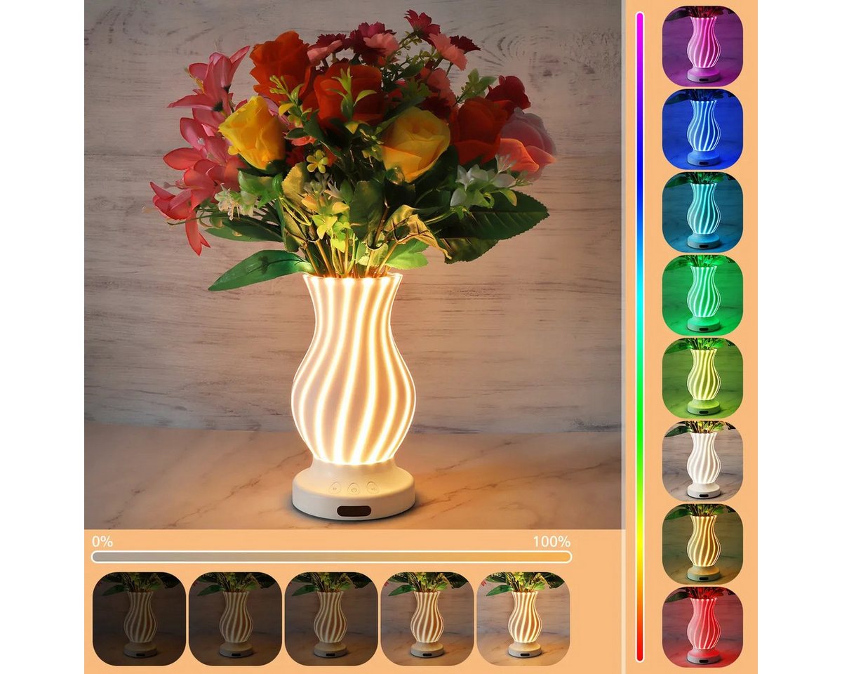PRIISF Dekovase 3D Spiral Vase Blumentopf LED Tischlampe Kabellos Dimmbar Nachtlicht (LED Vase Lampe mit Fernbedienung Aufladbar Nachtischlampe, Nachtlampe Beleuchtete Blumenvase mit RGB Beleuchtung), Blumenvase Modern LED Dekovase 3D Spiralvase RGB Tischleuchte AKKU PRIISF Dekovase 3D Spiral Vase Blumentopf LED Tischlampe Kabellos Dimmbar Nachtlicht (LED Vase Lampe mit Fernbedienung Aufladbar Nachtischlampe, Nachtlampe Beleuchtete Blumenvase mit RGB Beleuchtung), Blumenvase Modern LED Dekovase 3D Spiralvase RGB Tischleuchte AKKU von PRIISF