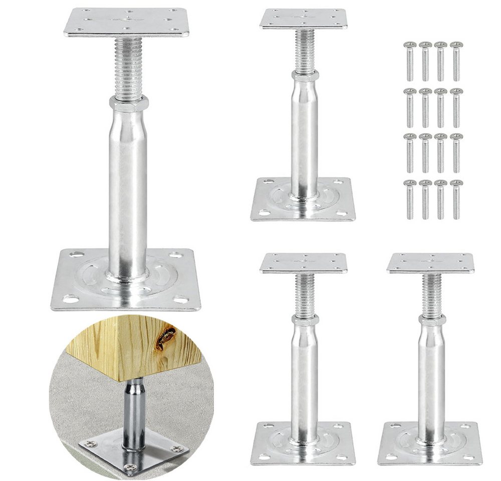PRIISF Eckpfosten 4 Stück Pfostenträger Höhenverstellbar Verzinkte 100-190 mm Stützenfuß, (aufschrauben Stützenfuß Pfostenanker Aufschraubhülse, Anker Gewindestange Ankerplatte 75x75mm / 95x95mm), Pfostenschuh Stützfuß Pfostenstütze höhenverstelbar Aufschrauben PRIISF Eckpfosten 4 Stück Pfostenträger Höhenverstellbar Verzinkte 100-190 mm Stützenfuß, (aufschrauben Stützenfuß Pfostenanker Aufschraubhülse, Anker Gewindestange Ankerplatte 75x75mm / 95x95mm), Pfostenschuh Stützfuß Pfostenstütze höhenverstelbar Aufschrauben von PRIISF