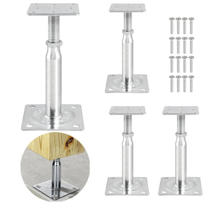 PRIISF Eckpfosten 4 Stück Pfostenträger Höhenverstellbar Verzinkte 100-190 mm Stützenfuß, (aufschrauben Stützenfuß Pfostenanker Aufschraubhülse, Anker Gewindestange Ankerplatte 75x75mm / 95x95mm), Pfostenschuh Stützfuß Pfostenstütze höhenverstelbar Aufschrauben PRIISF Eckpfosten 4 Stück Pfostenträger Höhenverstellbar Verzinkte 100-190 mm Stützenfuß, (aufschrauben Stützenfuß Pfostenanker Aufschraubhülse, Anker Gewindestange Ankerplatte 75x75mm / 95x95mm), Pfostenschuh Stützfuß Pfostenstütze höhenverstelbar Aufschrauben von PRIISF