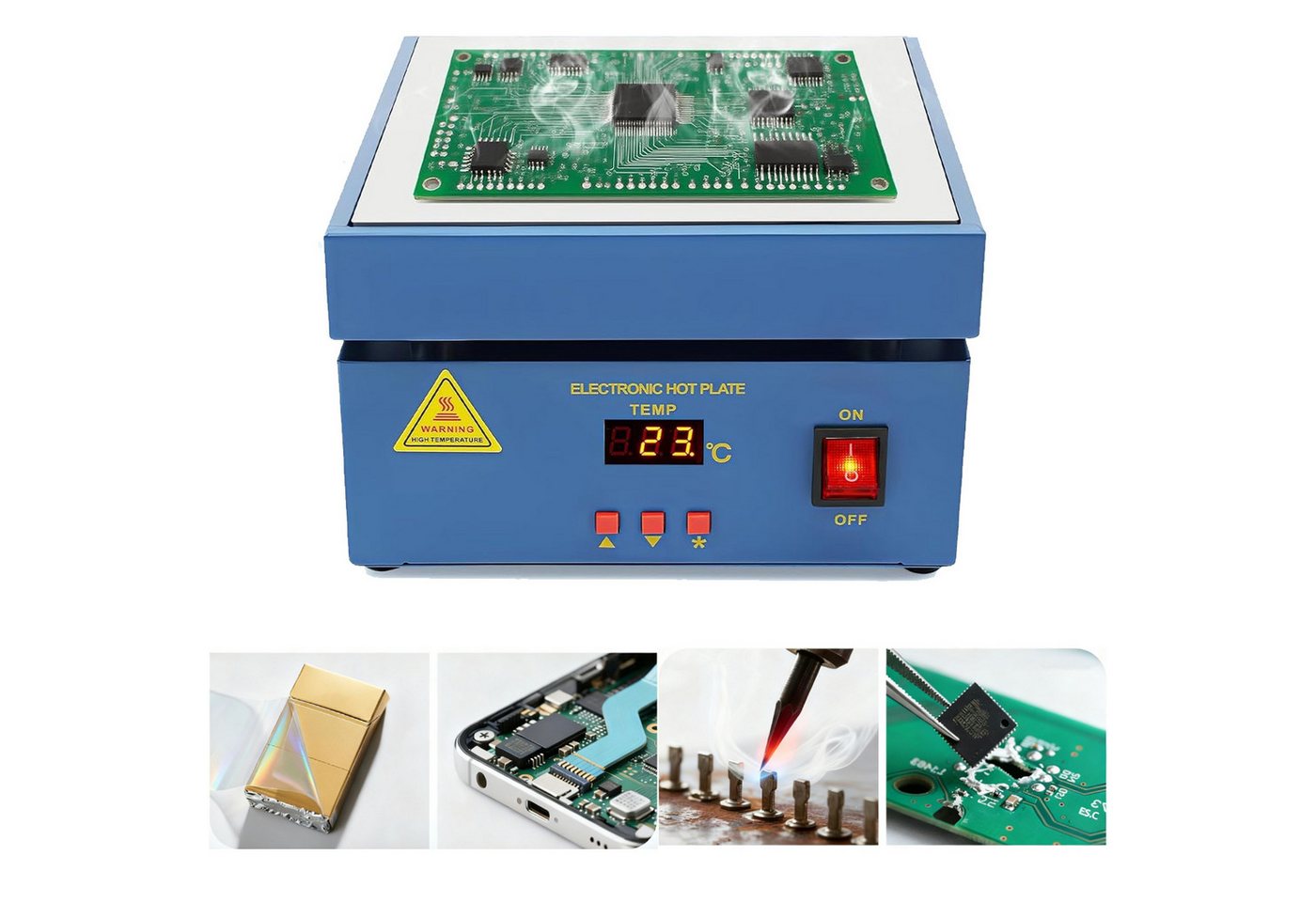PRIISF Elektroschweißgerät 800W Lötstation SMD Heizplatte Vorwärmung Leiterplatte Löt-Heizstation, 200X200mm LED Mikrocomputer Elektrische Vorwärmung Rework Heater Lab, 50-400 ° C LED Mikrocomputer Elektrische Heizplatte PCB Ofen, für Lötstation Schweißer, Komponentenerwärmung, SMD Reengineering PRIISF Elektroschweißgerät 800W Lötstation SMD Heizplatte Vorwärmung Leiterplatte Löt-Heizstation, 200X200mm LED Mikrocomputer Elektrische Vorwärmung Rework Heater Lab, 50-400 ° C LED Mikrocomputer Elektrische Heizplatte PCB Ofen, für Lötstation Schweißer, Komponentenerwärmung, SMD Reengineering von PRIISF