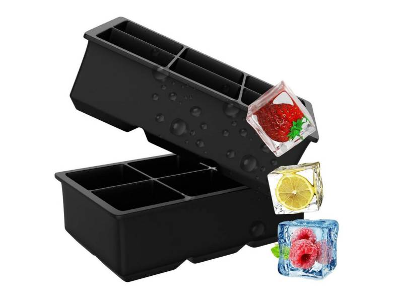 PRIISF Frischhaltedose Eiswürfelform mit Deckel Eiswürfelbox für Cocktail Whisky Wasser Limo, Silikonform, (Silikon Eiswürfelbehälter für Gefrierschrank, Eisbehälter für Eis, Einfaches Drücken, um das Eis zu lösen), Eiswürfelformen Großer Cube Eiswuerfelbehaelter Eiswürfelbereiter von PRIISF