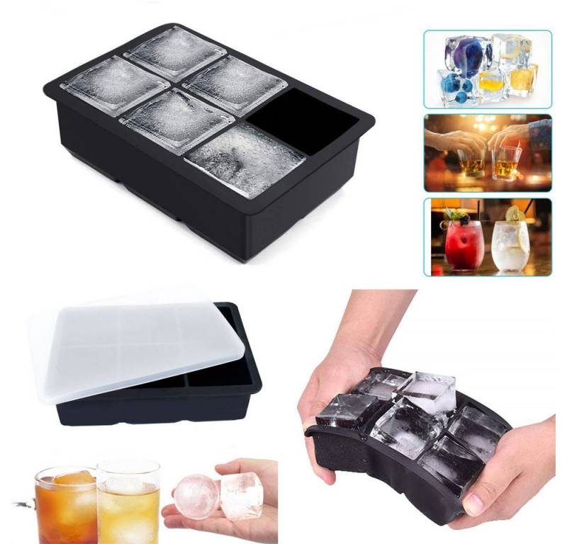 PRIISF Frischhaltedose Eiswürfelform mit Deckel Eiswürfelbox für Cocktail Whisky Wasser Limo, Silikonform, (Silikon Eiswürfelbehälter für Gefrierschrank, Eisbehälter für Eis, Einfaches Drücken, um das Eis zu lösen), Eiswürfelformen Großer Cube Eiswuerfelbehaelter Eiswürfelbereiter von PRIISF