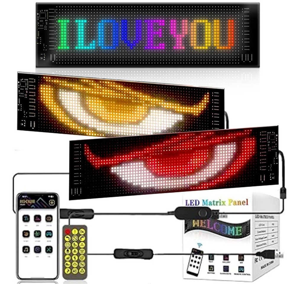 PRIISF Frontscheibenabdeckung LED Augen Devil Eyes Großer Programmierbarer Flex Frontscheibe Display, (LED Smart Bunte Augenlampe Soft Screen, Laufschrift Bildschirm Leuchtreklame Personalisiert Leuchtschild USB), Devil's Eye LED-Bildschirm Auge Licht Dynamische PRIISF Frontscheibenabdeckung LED Augen Devil Eyes Großer Programmierbarer Flex Frontscheibe Display, (LED Smart Bunte Augenlampe Soft Screen, Laufschrift Bildschirm Leuchtreklame Personalisiert Leuchtschild USB), Devil's Eye LED-Bildschirm Auge Licht Dynamische von PRIISF
