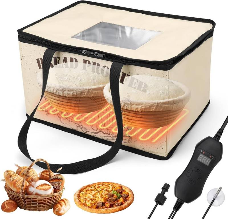 PRIISF Gärkorb Brot Gärbox Heizung Faltbare Brot Gärschrank Einstellbare Temperatur, (40 × 31 × 25 cm Teiggärbox mit Timer), zum Brotbacken Joghurt, Natto und Handgemachter Seife von PRIISF
