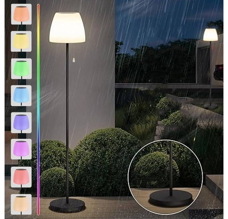 PRIISF Gartenleuchte Solar Stehlampe Außen Innen Standlampe LED Stehleuchte mit Lichtsensor, Höhenverstellbar, Bodenlampe mit RGB Farbwechsler Aufladen über Solar oder USB, Solarleuchte IP65 Wasserdicht Außenstehlampe Standleuchte, Solarlampen für Außen Garten Deko, Hof, Weg, Auffahrt, Terrasse, Pool von PRIISF