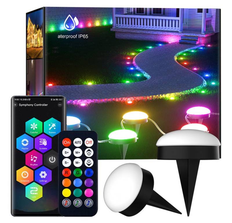PRIISF Gartenstrahler LED Bodenleuchte Bodenstrahler RGB Einbauleuchte Hof GARTENLEUCHTEN, LED fest integriert, 16 Millionen Farben, RGB mehrere Farben, Rasen Auffahrt Garten Lampen Bluetooth App von PRIISF