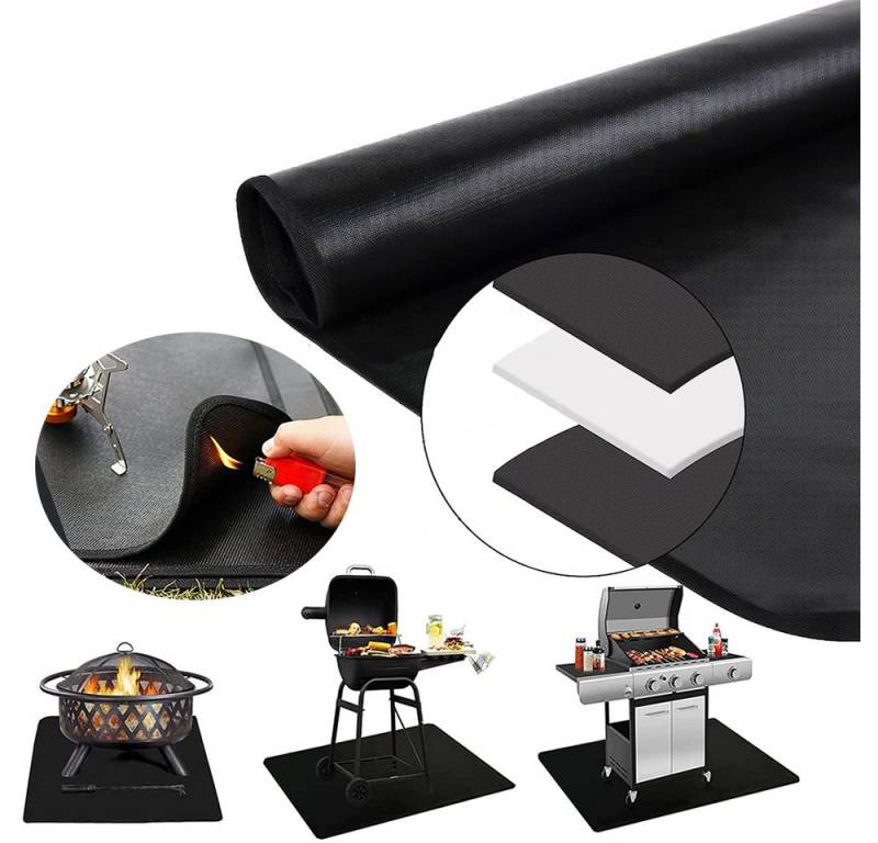 PRIISF Grill-Schutzhülle Grillunterlage Für Alle Grills Bodenschutzmatte als Hitze Funkenschutz (Feuerfeste Grillmatte, für Gasgrill, Elektrogrill und Holzkohlegrill), Grillteppich Bodenmatte Fallschutzmatten Outdoor BBQ Matte Unterlage von PRIISF