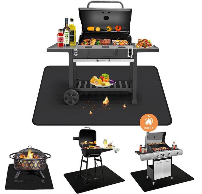 PRIISF Grill Standfuß BBQ-Bodenschutzmatte Feuerschalenmatte Gasgrillmatte Fireproof Unter, Zubehör für Gasgrill Holzkohlegrill, Wiederverwendbar,Antihaft-Material,Leicht zu reinigen und wasserdicht von PRIISF