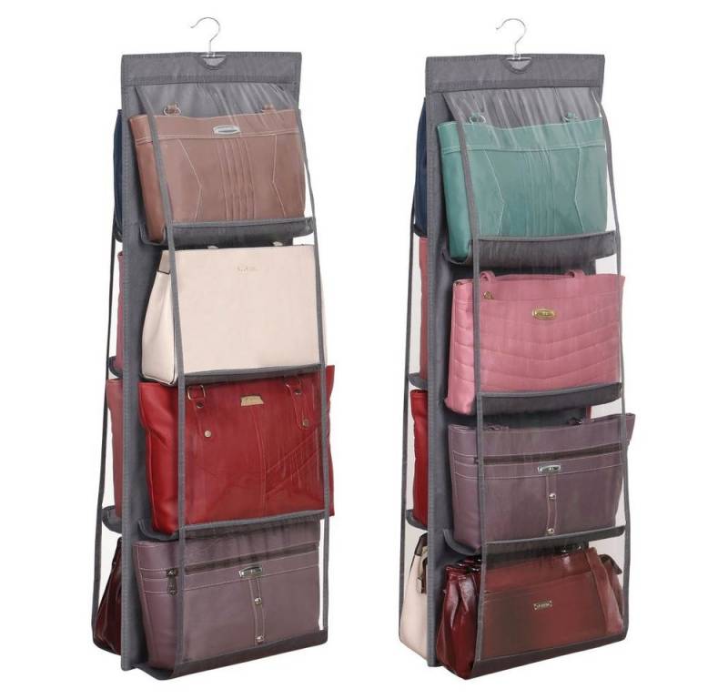 PRIISF Hängeregal Aufbewahrungsbox Hängeorganizer Hängender Handtaschen Organizer Kiste, mit 6 Taschen 8 Taschen, Kleiderschrank Hängeaufbewahrung Regal Stoffschrank Wandtasche von PRIISF