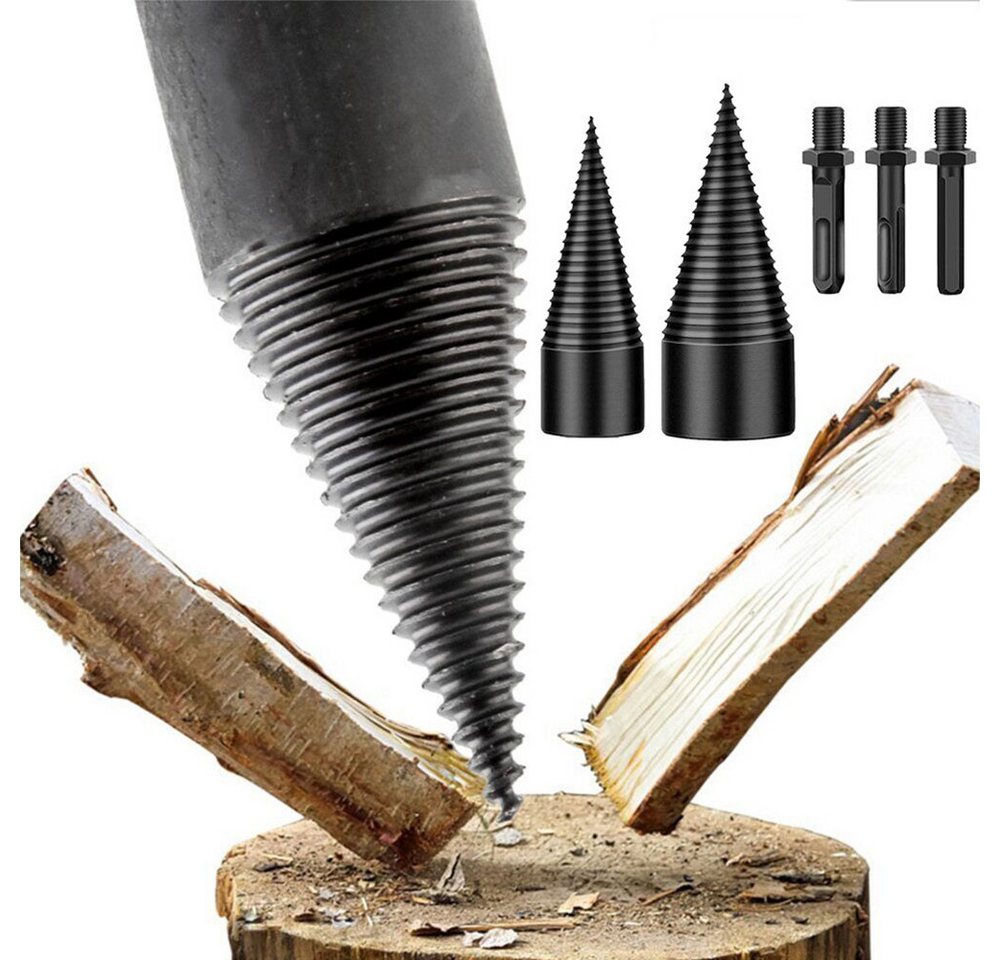 PRIISF Holzspalter Mehrzweckbohrer Holzspaltbohrer Bohrkegel Karbonstahl Brennholzspalter, (32mm/42mm, 4er Set), M16-Gewinde Spaltholzkegel für Spalten von Eiche und Walnuss von PRIISF