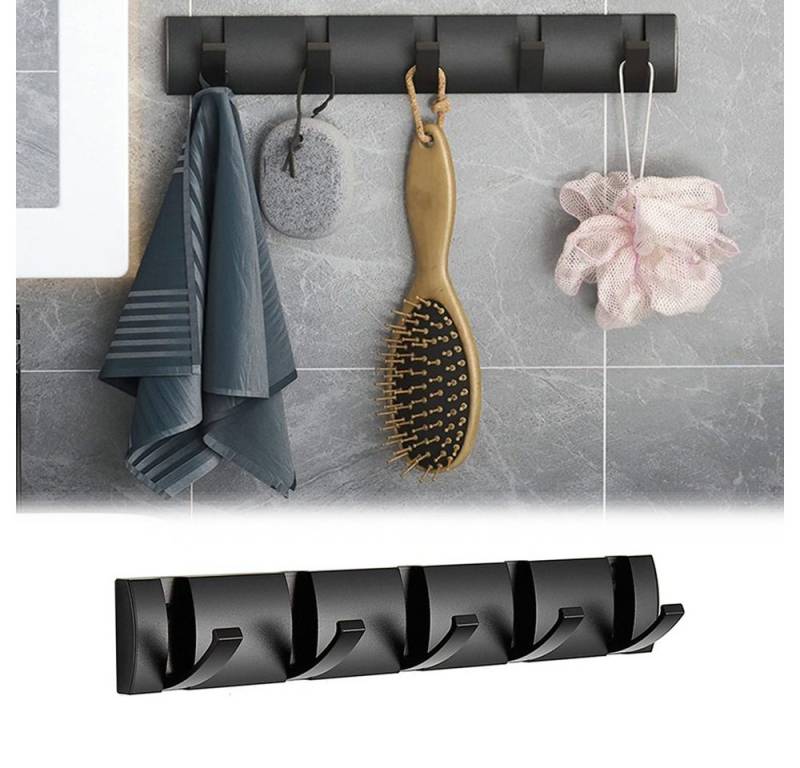 PRIISF Kleiderhaken Klappbar Platzsparende Garderobenleiste Wandgarderobe Handtuchhaken, Badezimmer, Schlafzimmer, Wohnzimmer, Küche usw., (Garderobenhaken Kleiderhaken Hakenleiste Haken Klappbar Aufhänger, Edelstahl Garderobe Wandmontage Handtuchklemme), Kleiderhaken Edelstahl Wand Garderobenleiste 5 Haken zum ausklappen von PRIISF