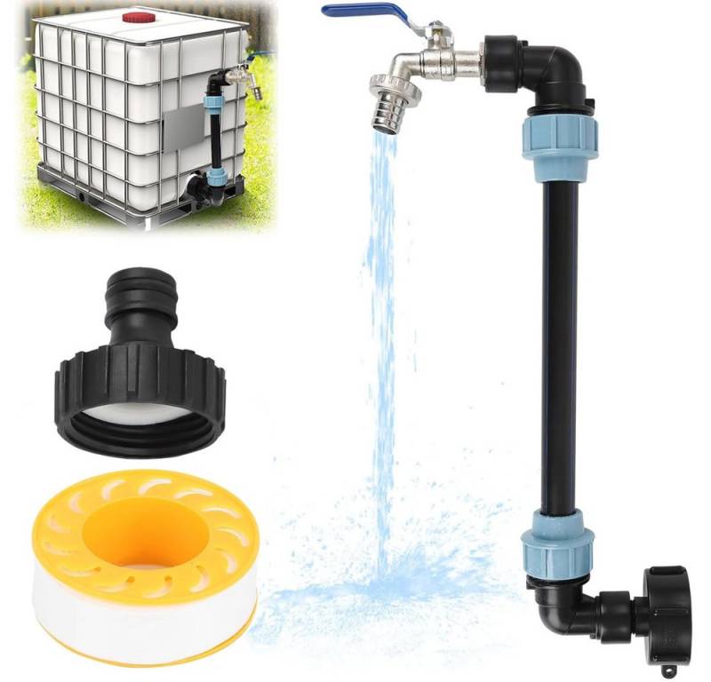 PRIISF Kugelhahn IBC Schwanenhals 3/4" Wasserhahn Regenwassertank 1000L Öltank Adapter, (Messing Wasserhahn IBC Tank Regenfass Container Verbinder, Grobgewinde S60x6 Wasserhahn Absperrhahn 3/4 Zoll Für Regentanks), Regenwassertank Auslaufhahn Schlauchverschraubung von PRIISF