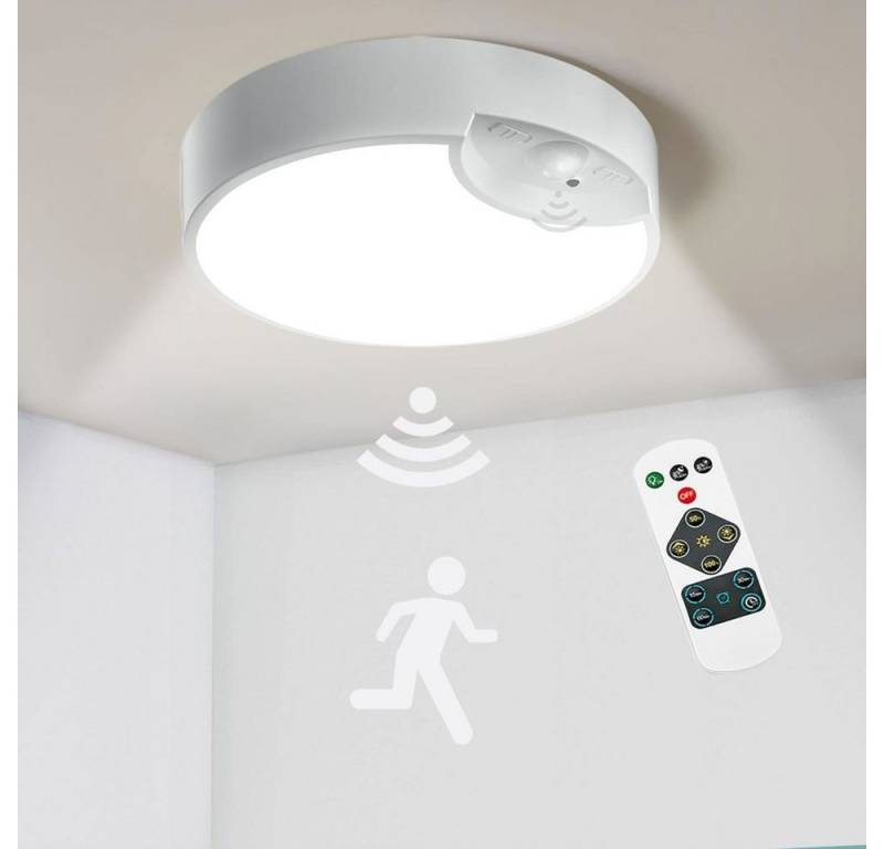 PRIISF LED Deckenleuchte Deckenlampe mit Bewegungsmelder moderne dimmbar Sensor Leuchte 120LEDs, Ø19*6cm, runde Lampe für Wohnzimmer Schlafzimmer Küche Büro Diele von PRIISF