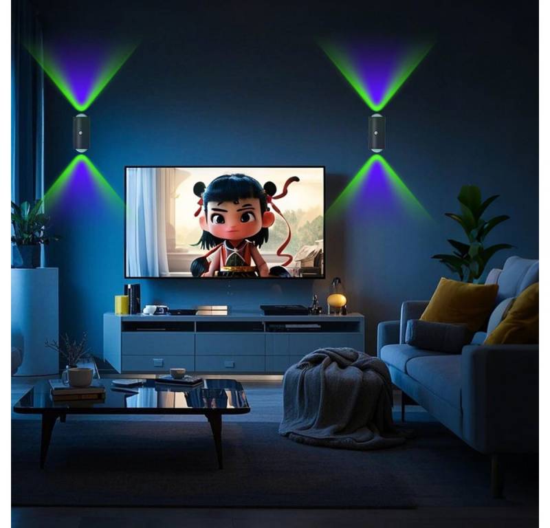 PRIISF LED Dekolicht RGB LED Wandleuchte Innen Dimmbar Wandlampe Wandbeleuchtung Strahler, Wiederaufladbare, Akku Wandleuchten Kabellose Wand Licht Touch Control Leselampe, RGB Farbwechsel, Up Down Wandleuchte Ohne Stromanschluss für Schlafzimmer Wohnzimmer von PRIISF