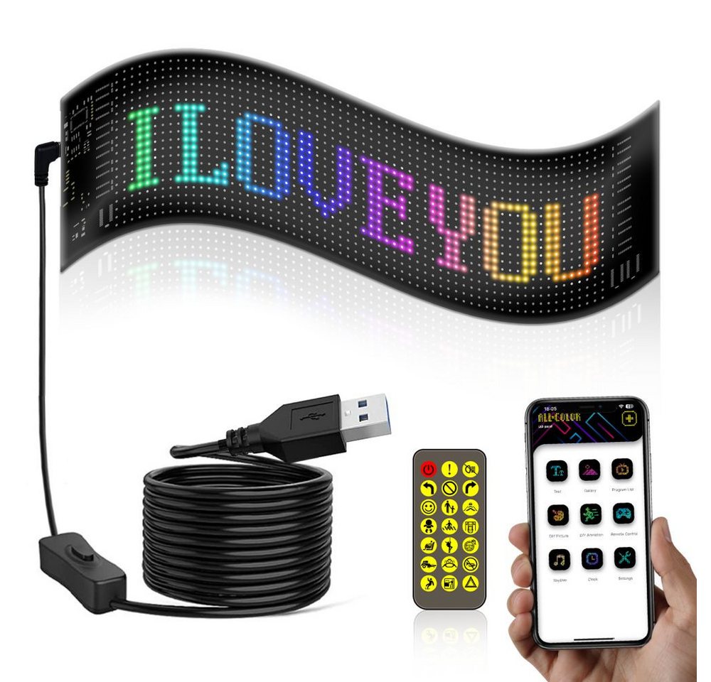 PRIISF LED Dekolicht Werbetafel Schild Leuchte Display Werbung Leuchtschrift Scrollen Panel, LED fest integriert, Vollfarb, RGB, Flexibler Reklame Programmierbares DIY-Anzeigetafel von PRIISF