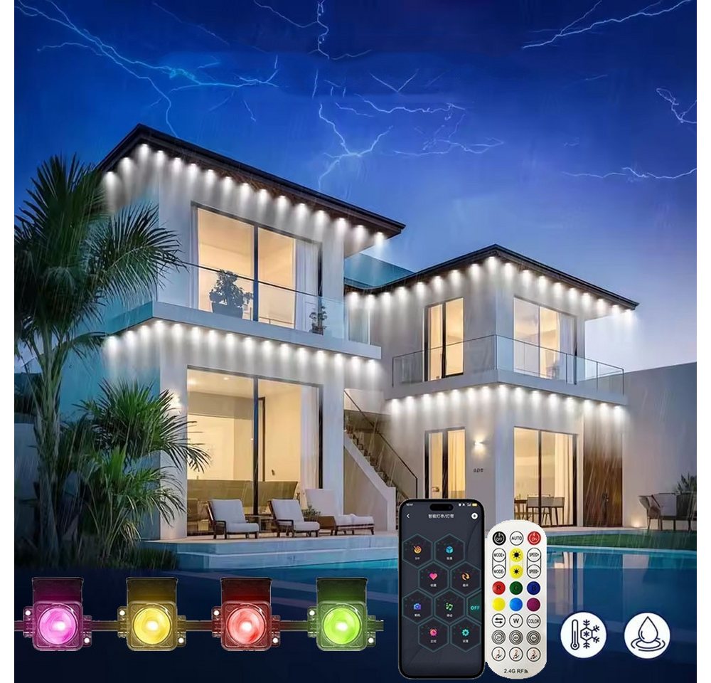 PRIISF LED-Flexbandbeleuchtung Permanente Außenbeleuchtung Smart RGB Traufe LED Lichterkette Dimmbar, Outdoor LED Strip für Trauflichter, Dach, Garten, Party Deko PRIISF LED-Flexbandbeleuchtung Permanente Außenbeleuchtung Smart RGB Traufe LED Lichterkette Dimmbar, Outdoor LED Strip für Trauflichter, Dach, Garten, Party Deko von PRIISF