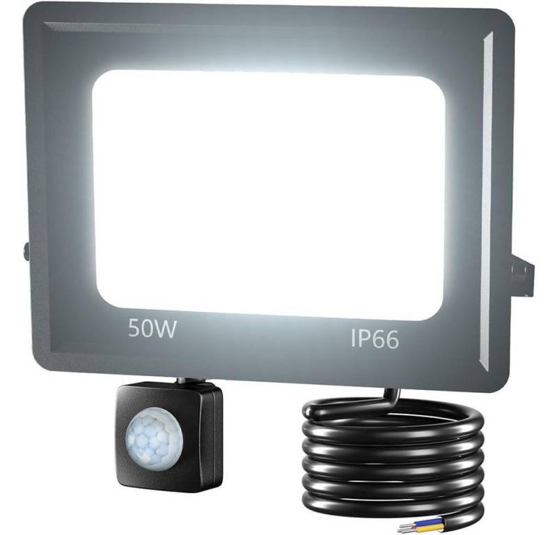 PRIISF LED Flutlichtstrahler Fluter Strahler Light Außenleuchte Scheinwerfer Flutlicht 6500K 3000LM, 100W, LED fest integriert, Kaltweiß, IP66 Wasserdicht Spotlight Wandleuchte mit Bewegungsmelder 30/50/100W von PRIISF