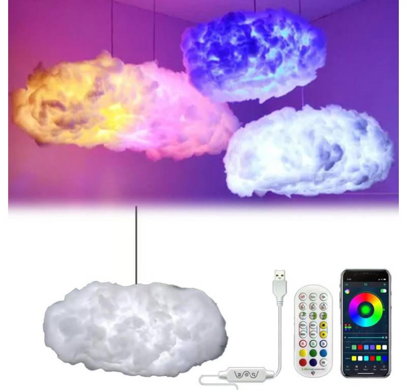 PRIISF LED Kronleuchter Deckenleuchte Dimmbar Kreative Wolke Pendelleuchte Cloud Kronleuchter, mit-Bluetooth-Lautsprecher, Simulation Floating Cloud Hängelampe RGB Baumwolle Licht, USB Hängeleuchte mit APP-Steuerung, Fernbedienung Decken Pendel Lampe, RGB Farbwechsel Thundercloud Licht Decken Hänge Leuchte von PRIISF