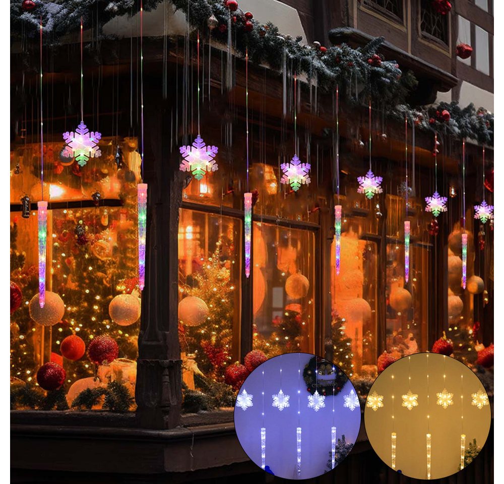 PRIISF LED-Lichterkette LED Eisregen Regenlichterkette Gartenbeleuchtung Weihnachtsbeleuchtung, 3m LED Lichterkette Lichtervorhang Traufe Weihnachtsdeko 8 Modi Timer von PRIISF