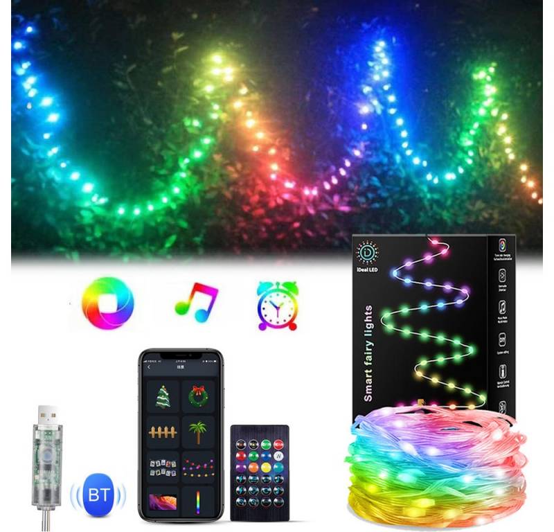 PRIISF LED-Lichterkette Lichterkette Farbwechsel Bunte RGB Smart IC Lichtschlauch, USB Plug in, Fernbedienung & App Steuerung, Sync Musik, USB, für Drinnen & Drauße PRIISF LED-Lichterkette Lichterkette Farbwechsel Bunte RGB Smart IC Lichtschlauch, USB Plug in, Fernbedienung & App Steuerung, Sync Musik, USB, für Drinnen & Drauße von PRIISF
