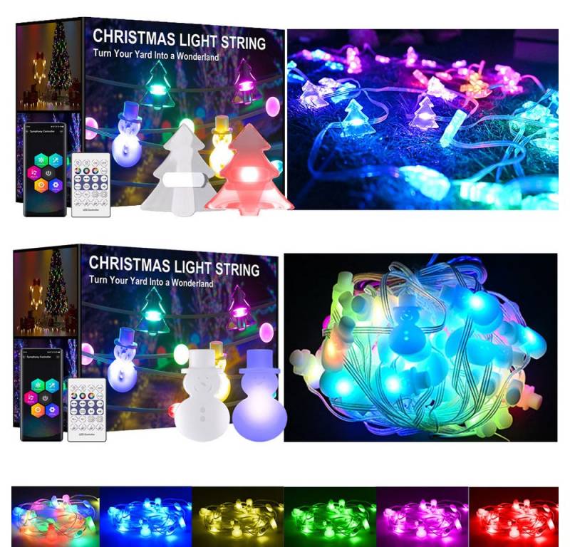 PRIISF LED-Lichterkette Weihnachtliche RGB Weihnachten Lichterkette Beleuchtung App Controller, Weihnachtsbaumkette Licht Bluetooth mit Fernbedienung Musik Sync Lampe von PRIISF