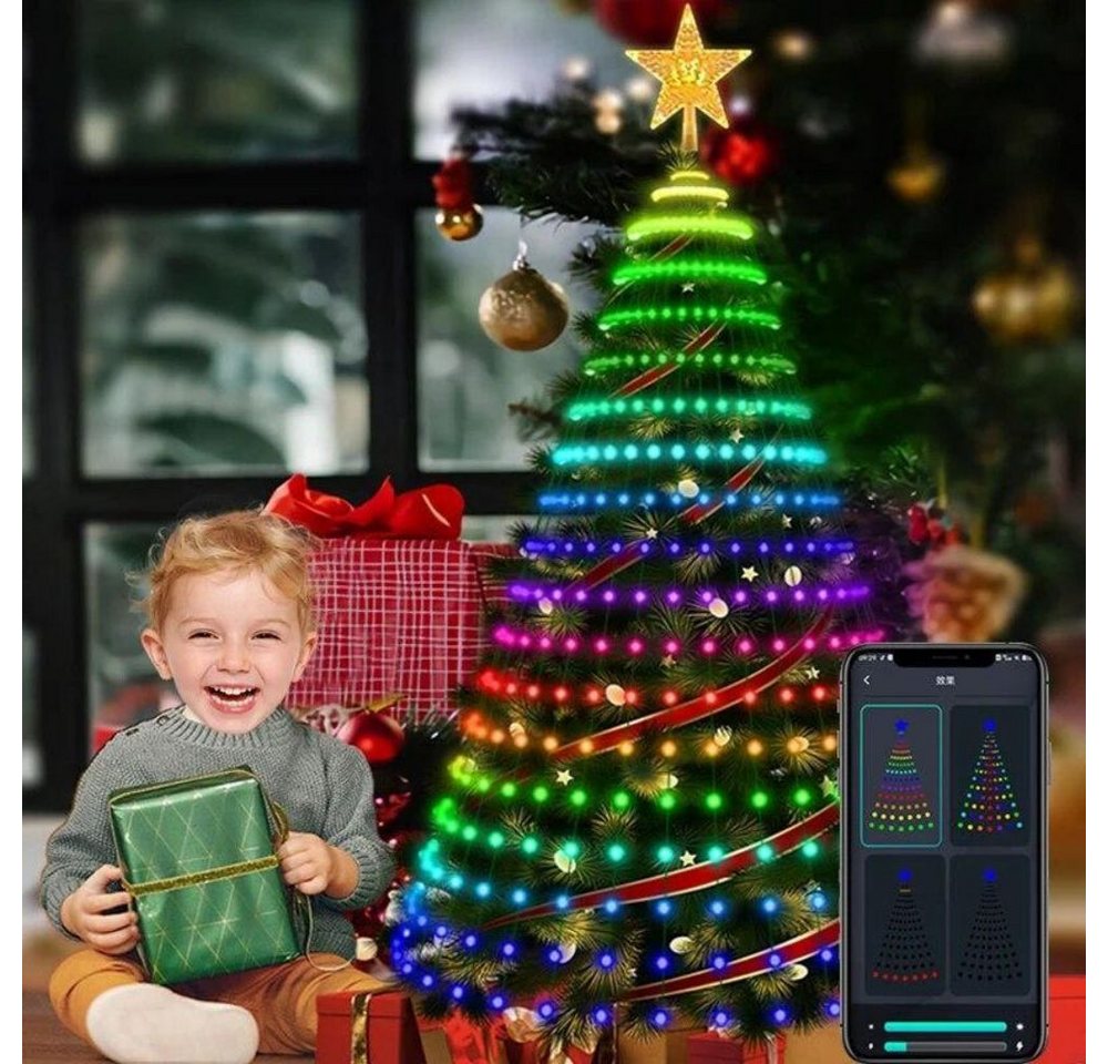 PRIISF LED-Lichterkette Weihnachtsbaum Lichterkette Lichtvorhang Weihnachtsbaumkette mit Ring, Smart APP-Kontrolle Baummantel Beleuchtung Bunt Innen PRIISF LED-Lichterkette Weihnachtsbaum Lichterkette Lichtvorhang Weihnachtsbaumkette mit Ring, Smart APP-Kontrolle Baummantel Beleuchtung Bunt Innen von PRIISF