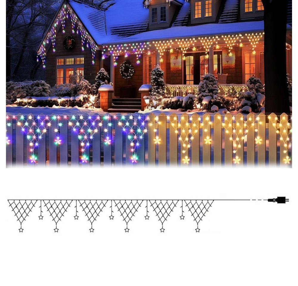 PRIISF LED-Lichtervorhang 4M Eisregen Lichterkette Weihnachtsbeleuchtung Xmas Deko Außen Outdoor, 200-flammig, Sternenvorhang Swing Balkon Bogen Sterne Außenlichterkette Strom 8Modi PRIISF LED-Lichtervorhang 4M Eisregen Lichterkette Weihnachtsbeleuchtung Xmas Deko Außen Outdoor, 200-flammig, Sternenvorhang Swing Balkon Bogen Sterne Außenlichterkette Strom 8Modi von PRIISF