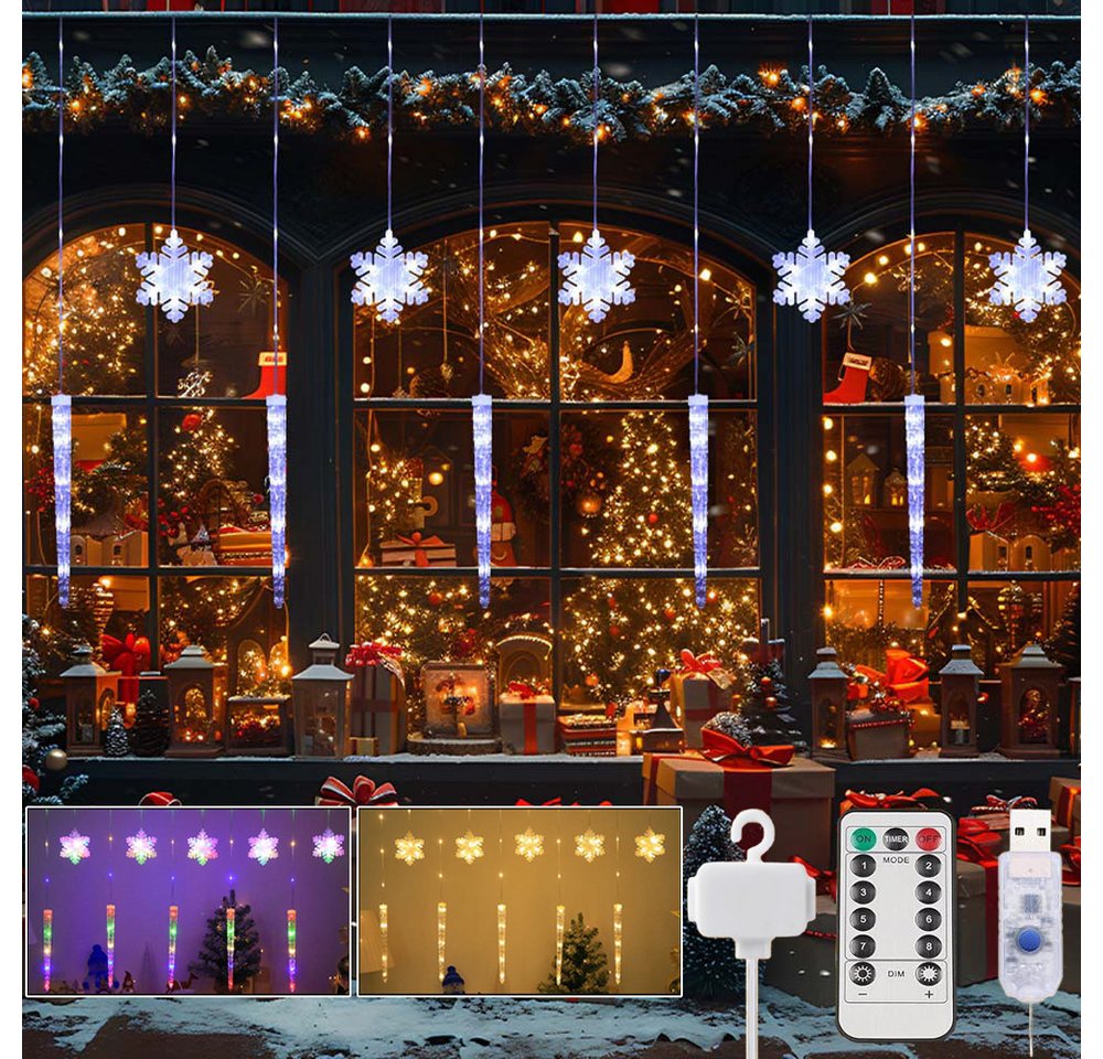 PRIISF LED-Lichtervorhang LED Lichterkette Eisregen Fenster Eiszapfe Weihnachten Lichtervorhang, LED Eiszapfen Vorhang Schneeflocken Xmas Beleuchtung Balkon Garten PRIISF LED-Lichtervorhang LED Lichterkette Eisregen Fenster Eiszapfe Weihnachten Lichtervorhang, LED Eiszapfen Vorhang Schneeflocken Xmas Beleuchtung Balkon Garten von PRIISF