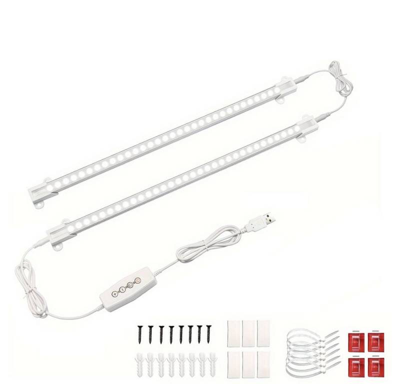 PRIISF LED Lichtleiste Dimmbar mit Schalter Lichtleiste Unterbauleuchte für Schrank Küche USB, 1X, LED fest integriert, 100 LEDs Superhelle 6000k Kaltweiße LED-Leuchten, 4 Helligkeitsstufen Lichtleiste Licht Garderobe Beleuchtung Leuchte von PRIISF
