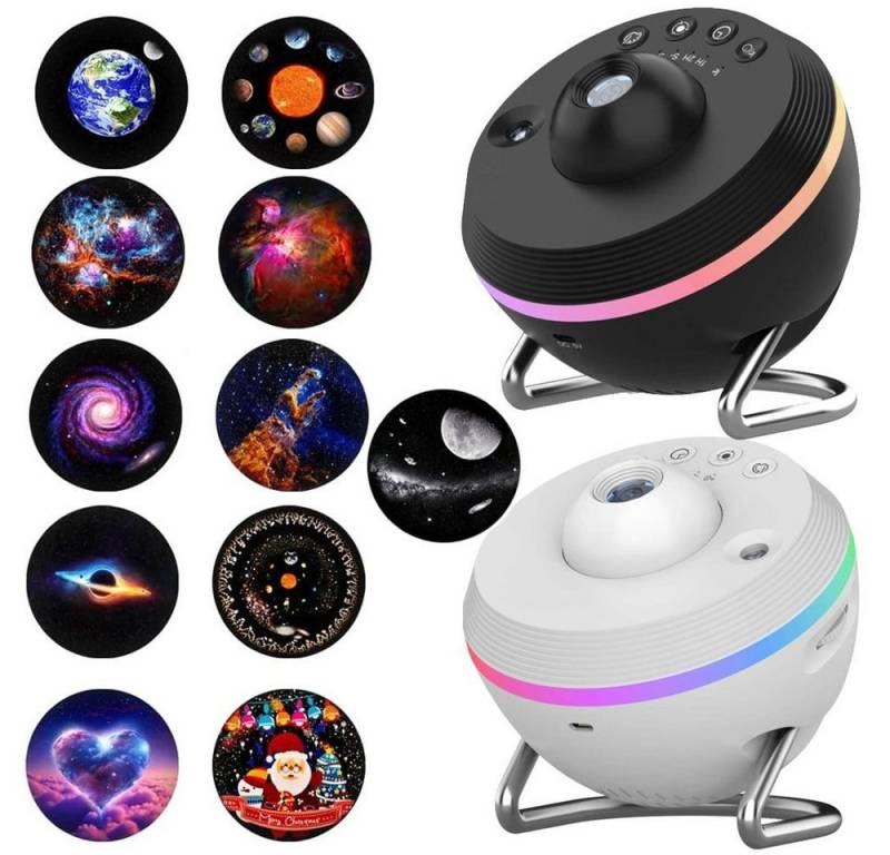 PRIISF LED Nachtlicht 180°verstellbar Sternenhimmel Aurora Star Moon Lichter Projektor Lampe, Projektionslampe mit 13 Blatt Film für Baby Kinder Erwachsen Geschenke von PRIISF