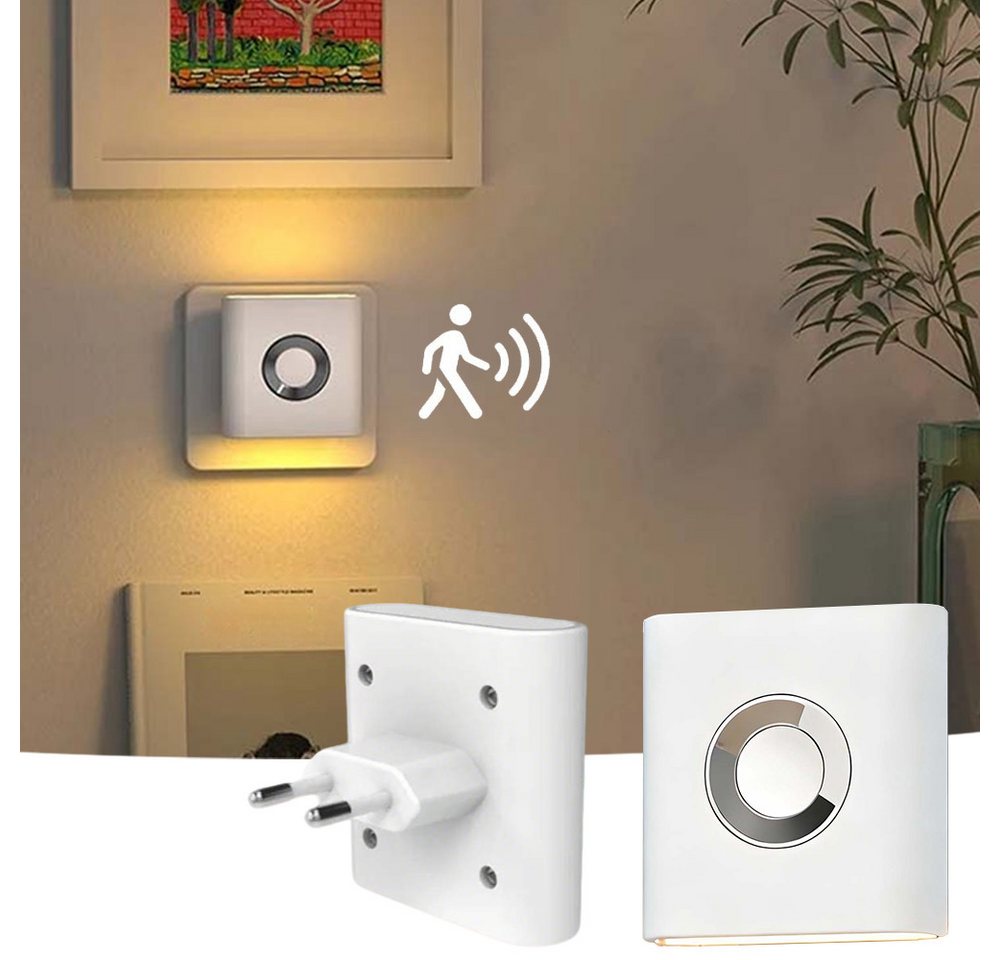 PRIISF LED Nachtlicht 2 Stück Steckdosenlicht mit Bewegungsmelder LED Wandleuchte Steckdose, Dämmerungssensor, LED Sensor Steckdosenlampe mit Automatikfunktion Sicherheitslicht, Steckdose Nachtlampe Notlicht LED Steckdosenleuchte Schreibtischlampe, 0.7W Orientierungslicht für Treppen, Schlafzimmer, Küchen, Wohnzimmer von PRIISF