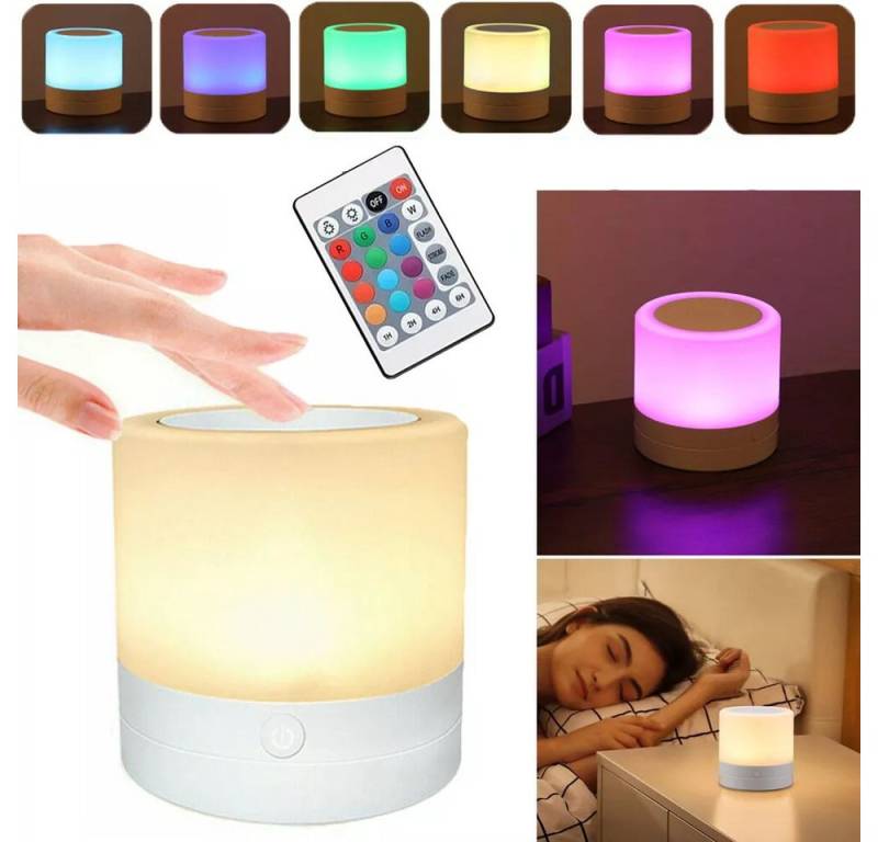 PRIISF LED Nachtlicht LED Nachttischlampe Dimmbar Tischlampe Touch-Steuerung Nachtlampe USB, 7-Farben-Licht für Schlafzimmer Büro College Wohnheim Zimmer Küche von PRIISF