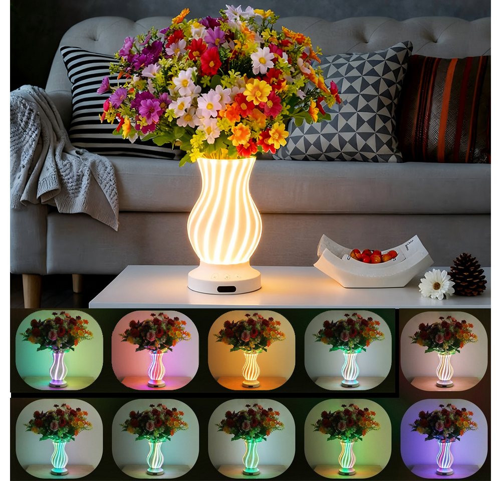 PRIISF LED Nachtlicht LED Vase Tischlampe Blumenvase Akku Nachtlicht RGB Dimmbar Nachtlampe, Aufladbar, Nachttischlampe Tischvase mit Beleuchtung LED Vaselampe Kabellos, Beleuchtete 3D Spiral Dekovase Blumentopf Dekolicht, Farbwechsel Beleuchtung Atmosphäre Tischleuchte Nachtleuchte PRIISF LED Nachtlicht LED Vase Tischlampe Blumenvase Akku Nachtlicht RGB Dimmbar Nachtlampe, Aufladbar, Nachttischlampe Tischvase mit Beleuchtung LED Vaselampe Kabellos, Beleuchtete 3D Spiral Dekovase Blumentopf Dekolicht, Farbwechsel Beleuchtung Atmosphäre Tischleuchte Nachtleuchte von PRIISF