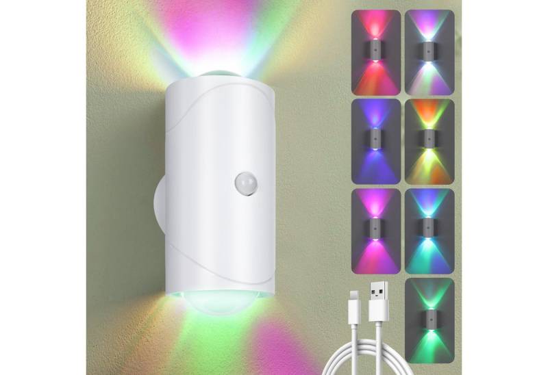 PRIISF LED Nachtlicht LED Wandlampe Akku Wandleuchte Nachtlampe Kabellos mit Bewegungsmelder, Dimmbare, Up & Down Wandleuchten RGB Farbwechsel Gaming Licht, mit Dämmerungssensor LED Wand Leuchte Lampe Innen Flur Beleuchtung, Moderne Flurlampe Wand für Schlafzimmer Flur Wohnzimmer von PRIISF