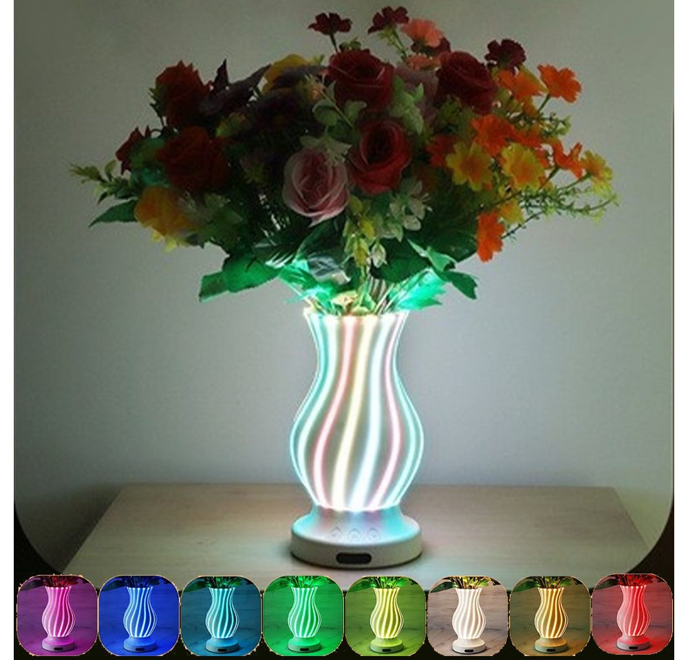 PRIISF LED Nachttischlampe LED Tischlampe Blumenvase Tischleuchte RGB Nachtlicht Vase Beleuchtung, AKKU-Wiederaufladbares, LED Tischvase Schreibtischlampe Nachtlampe Atmosphäre, RGB Farbwechsel Nachtleuchte Vasen Dekovase Stimmungslicht, Dekolicht Geschenk Für Valentinstag, Jahrestag, Geburtstag, Muttertag von PRIISF