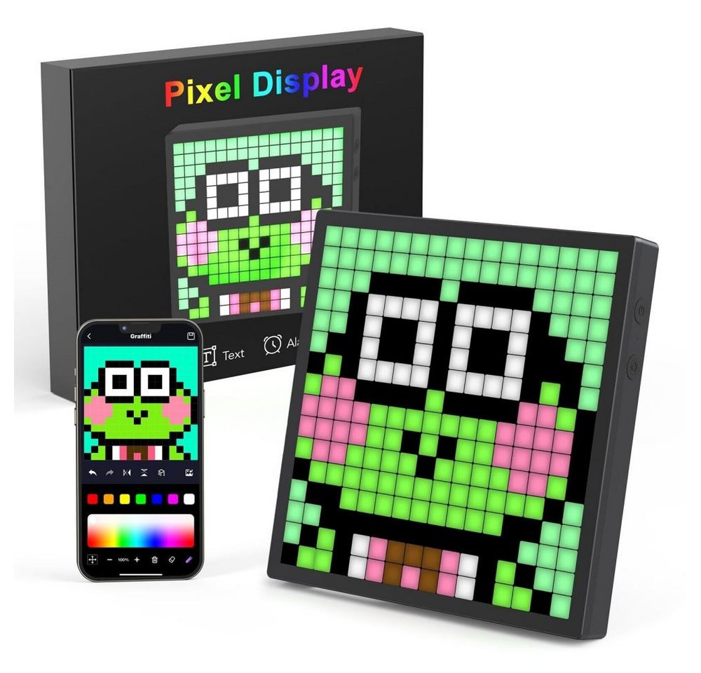 PRIISF LED Pixel Display Animation Smart Fotorahmen Screen APP Steuerung Deko Digitaler Bilderrahmen (20,00 cm/7,9 ", 16*16 Pixel, RGB Leuchtreklame Gaming Dekor Wandleuchte Wanduhr Geschenk) von PRIISF